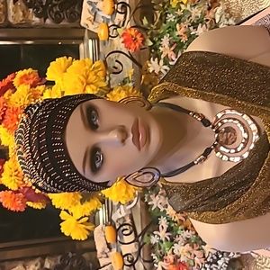 Skull Cap Embellished with Beads Rhinestones